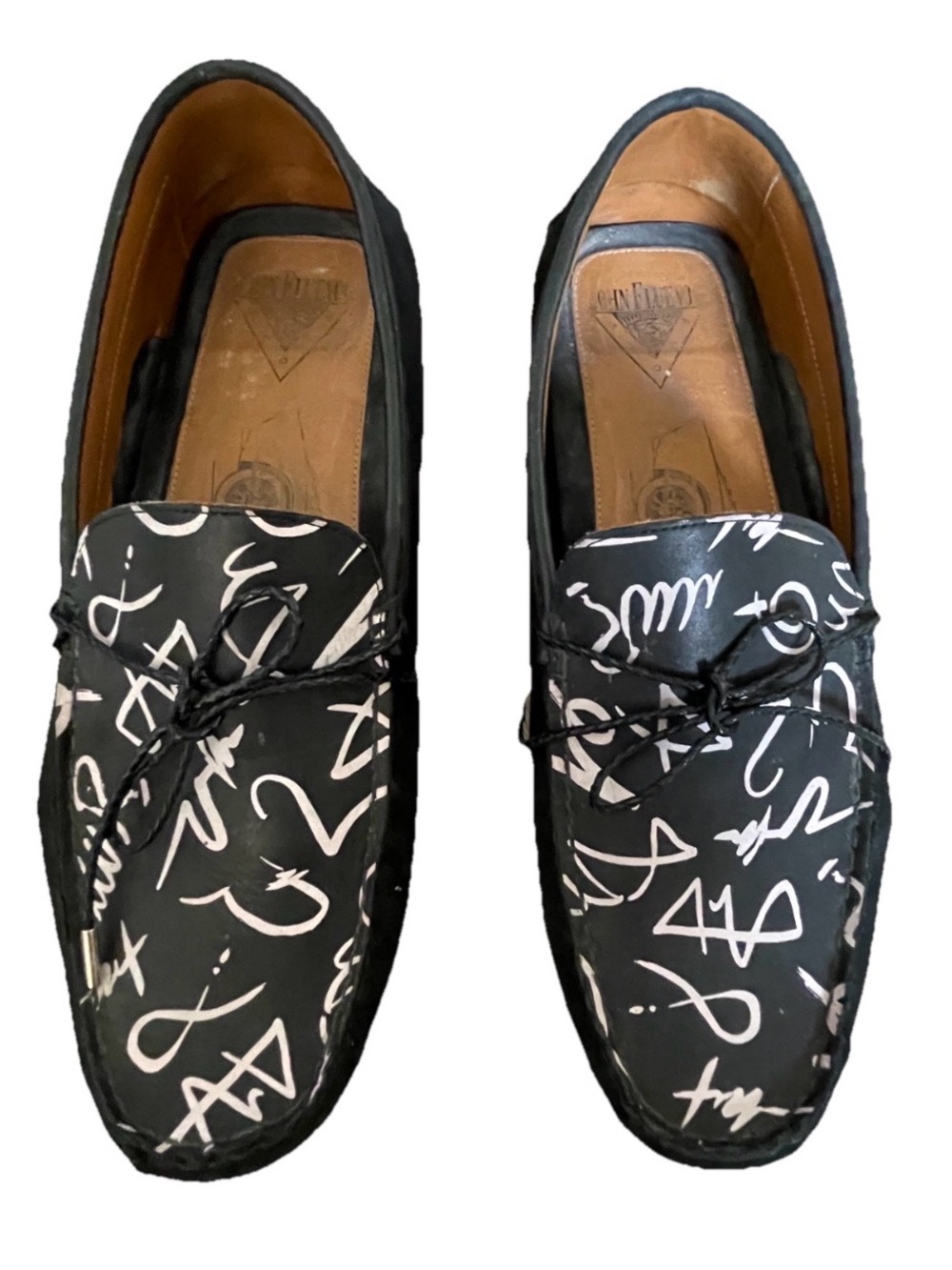 JOHN FLUEVOG Race ENZO Graffiti Print Leather DRIVING SHOES Size 11 - Picture 7 of 9